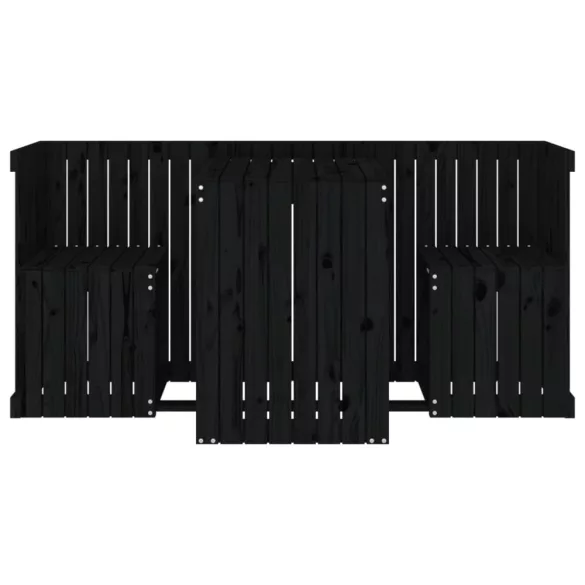 fekete tömör fenyőfa kétszemélyes erkélygarnitúra