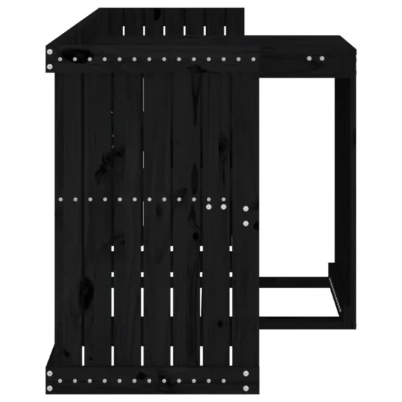 fekete tömör fenyőfa kétszemélyes erkélygarnitúra