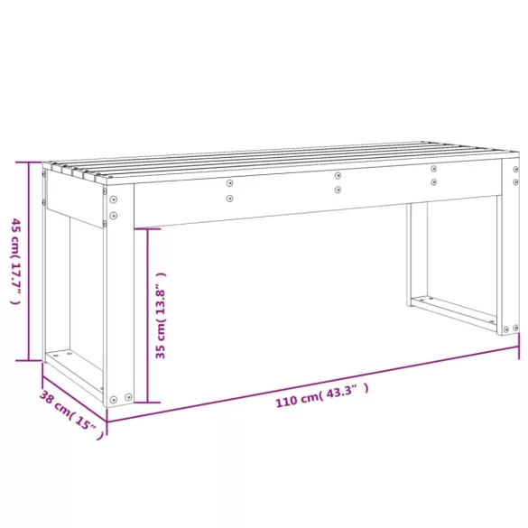 mézbarna tömör fenyőfa kerti pad 110x38x45 cm