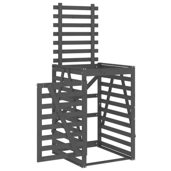 szürke tömör fenyőfa szemeteskuka tároló 84x90x128,5 cm