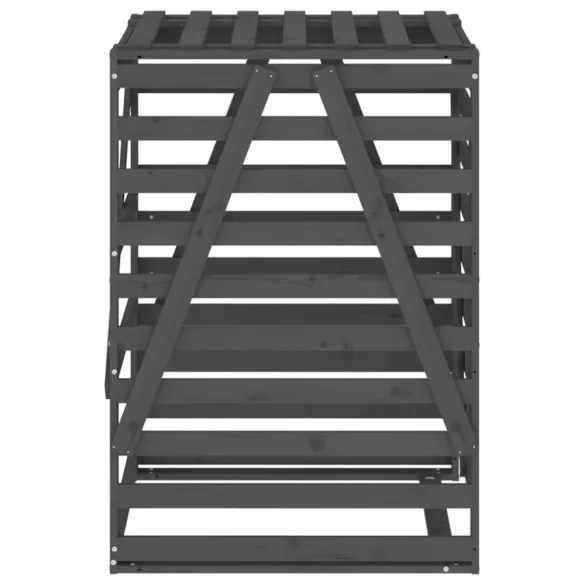 szürke tömör fenyőfa szemeteskuka tároló 84x90x128,5 cm