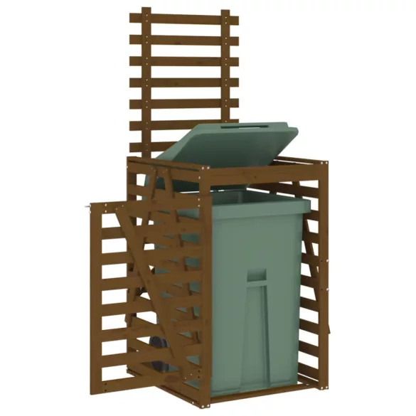 mézbarna tömör fenyőfa szemeteskuka tároló 84x90x128,5 cm