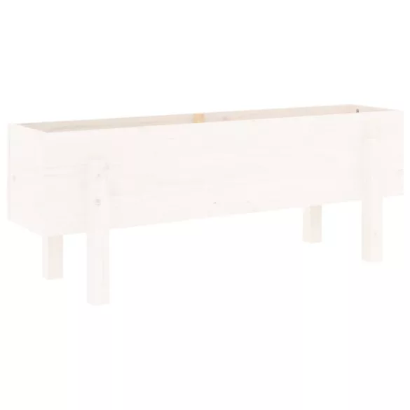 fehér tömör fenyőfa kerti magaságyás 101 x 30 x 38 cm