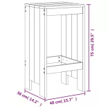 2 db fekete tömör fenyőfa bárszék 40x36x75 cm