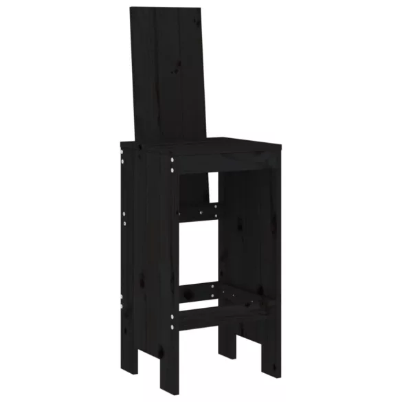 2 db fekete tömör fenyőfa bárszék 40x42x120 cm
