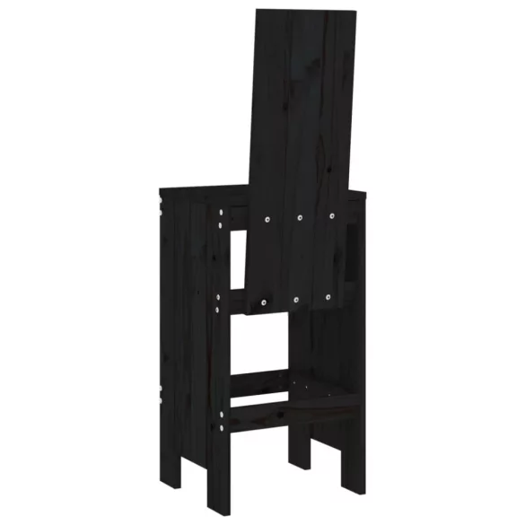 2 db fekete tömör fenyőfa bárszék 40x42x120 cm
