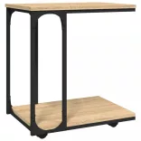 sonoma tölgy szerelt fa kisasztal kerekekkel 50 x 35 x 55,5 cm