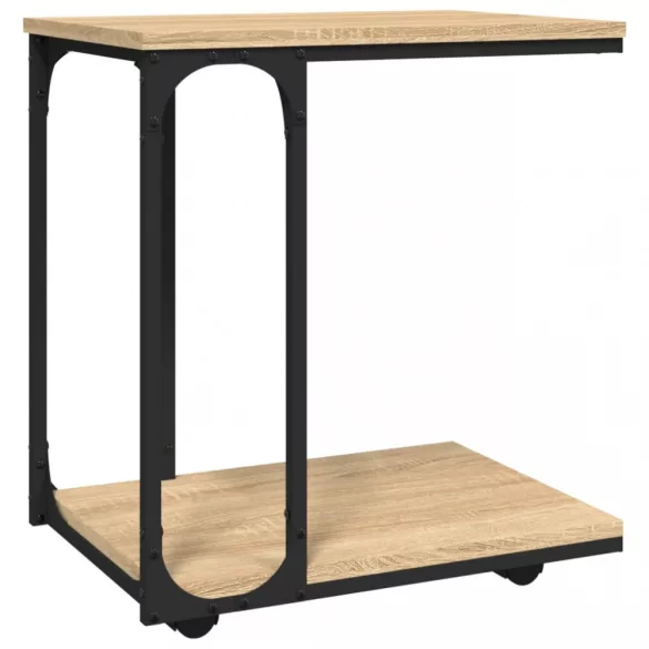 sonoma tölgy szerelt fa kisasztal kerekekkel 50 x 35 x 55,5 cm