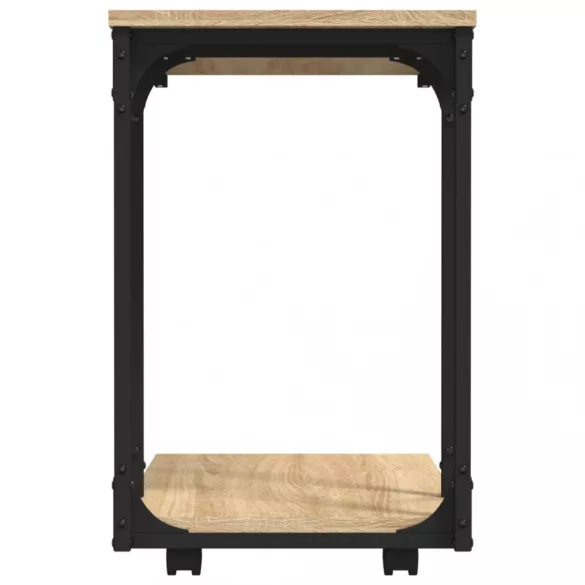 sonoma tölgy szerelt fa kisasztal kerekekkel 50 x 35 x 55,5 cm