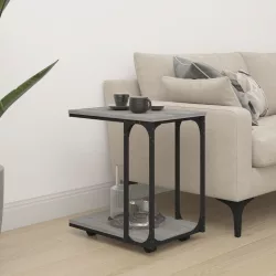   szürke sonoma színű szerelt fa kerekes kisasztal 50x35x55,5 cm