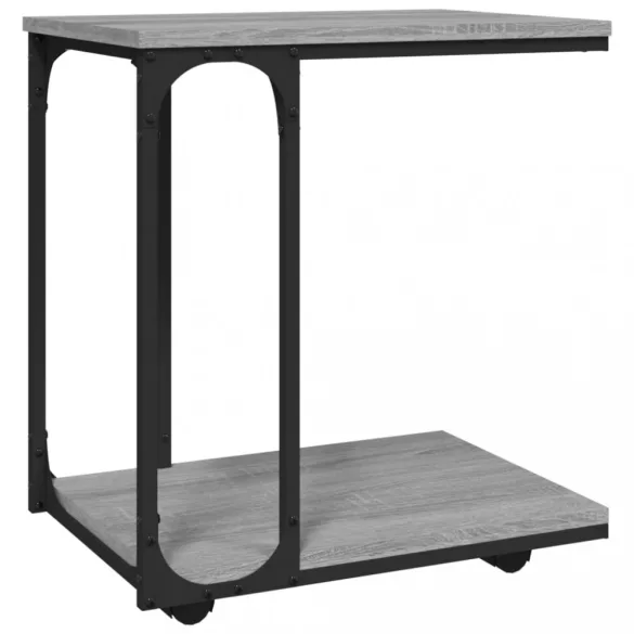 szürke sonoma színű szerelt fa kerekes kisasztal 50x35x55,5 cm