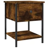 2 db füstös tölgy színű szerelt fa éjjeliszekrény 34x35,5x45 cm