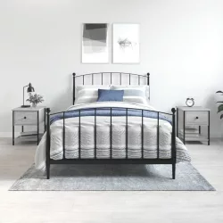   2 db szürke sonoma színű szerelt fa éjjeliszekrény 34x35,5x45cm