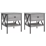 2 db szürke sonoma színű szerelt fa éjjeliszekrény 40x42x45 cm