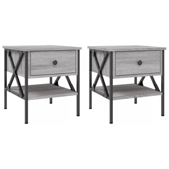 2 db szürke sonoma színű szerelt fa éjjeliszekrény 40x42x45 cm