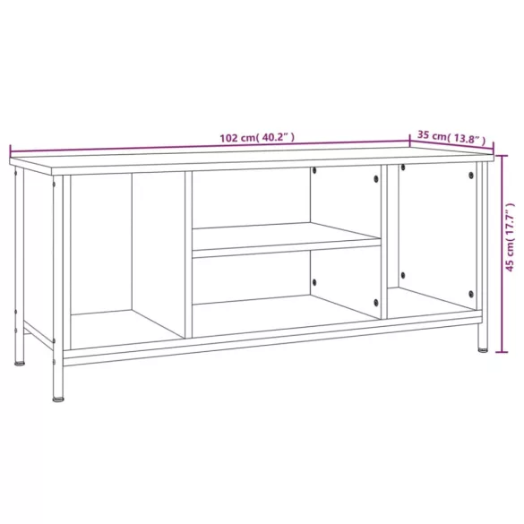 fekete szerelt fa TV-szekrény 102x35x45 cm