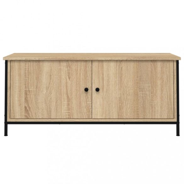 sonoma tölgyszínű szerelt fa TV-szekrény ajtókkal 102x35x45 cm