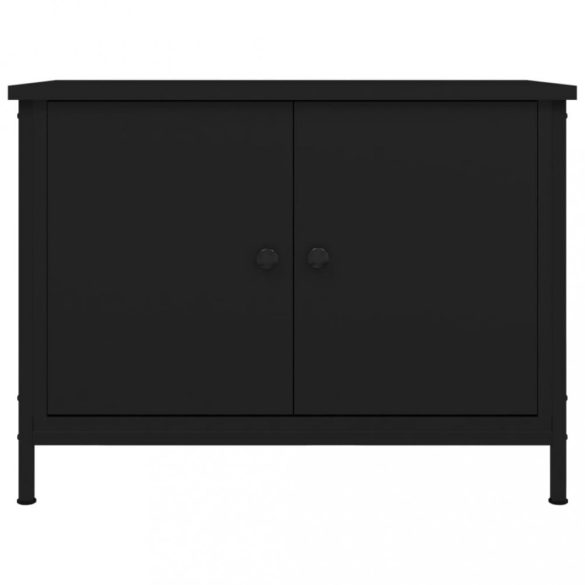 fekete szerelt fa TV-szekrény ajtókkal 60x35x45 cm