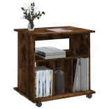 füstös tölgy színű szerelt fa kerekes szekrény 60 x 45 x 60 cm