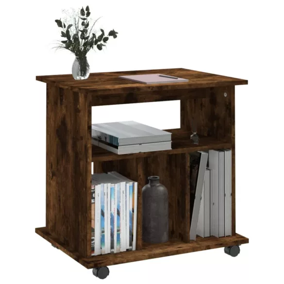 füstös tölgy színű szerelt fa kerekes szekrény 60 x 45 x 60 cm