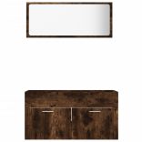 2 részes füstös tölgy színű szerelt fa fürdőszobai bútorszett