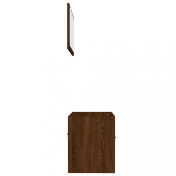 2 részes barna tölgy színű szerelt fa fürdőszobai bútorszett