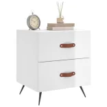 magasfényű fehér szerelt fa éjjeliszekrény 40 x 35 x 47,5 cm