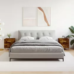   2 db füstös tölgy színű szerelt fa éjjeliszekrény 40x35x47,5 cm