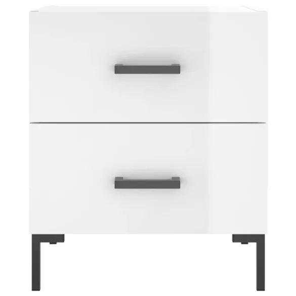 2 db magasfényű fehér szerelt fa éjjeliszekrény 40x35x47,5 cm