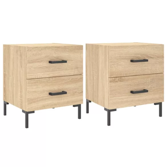 2 db sonoma tölgy színű szerelt fa éjjeliszekrény 40x35x47,5 cm