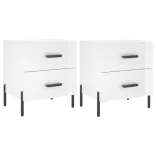 2 db magasfényű fehér szerelt fa éjjeliszekrény 40x35x47,5 cm