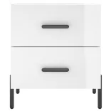 2 db magasfényű fehér szerelt fa éjjeliszekrény 40x35x47,5 cm