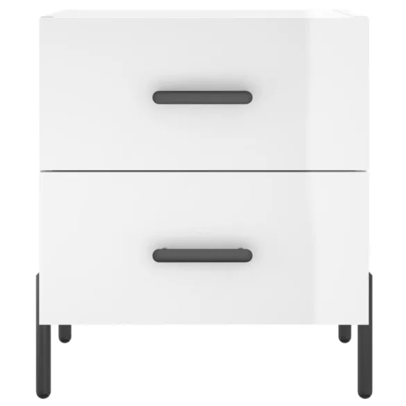 2 db magasfényű fehér szerelt fa éjjeliszekrény 40x35x47,5 cm