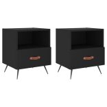 2 db fekete szerelt fa és vas éjjeliszekrény 40 x 35 x 47,5 cm