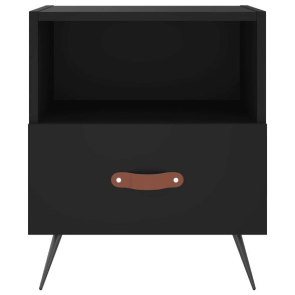 2 db fekete szerelt fa és vas éjjeliszekrény 40 x 35 x 47,5 cm