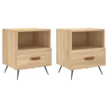 2 db sonoma tölgy színű szerelt fa éjjeliszekrény 40x35x47,5 cm