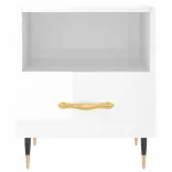 magasfényű fehér szerelt fa éjjeliszekrény 40 x 35 x 47,5 cm