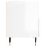 magasfényű fehér szerelt fa éjjeliszekrény 40 x 35 x 47,5 cm