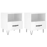 2 db magasfényű fehér szerelt fa éjjeliszekrény 40x35x47,5 cm