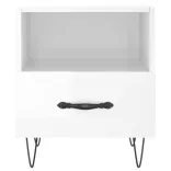 2 db magasfényű fehér szerelt fa éjjeliszekrény 40x35x47,5 cm