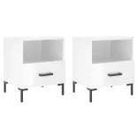 2 db magasfényű fehér szerelt fa éjjeliszekrény 40x35x47,5 cm