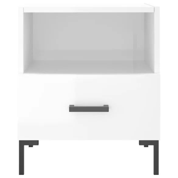 2 db magasfényű fehér szerelt fa éjjeliszekrény 40x35x47,5 cm