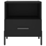 2 db fekete szerelt fa és vas éjjeliszekrény 40 x 35 x 47,5 cm