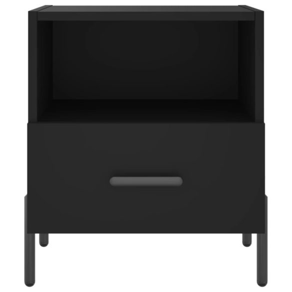 2 db fekete szerelt fa és vas éjjeliszekrény 40 x 35 x 47,5 cm