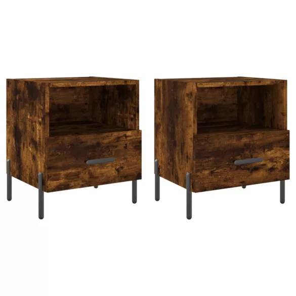 2 db füstös tölgy színű szerelt fa éjjeliszekrény 40x35x47,5 cm