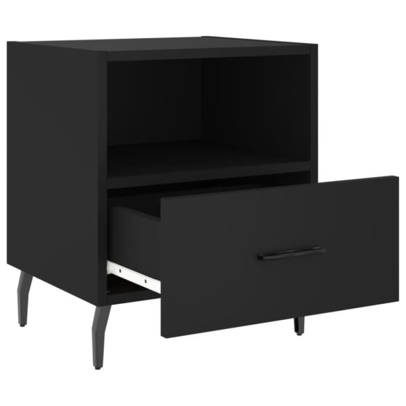 2 db fekete szerelt fa és vas éjjeliszekrény 40 x 35 x 47,5 cm