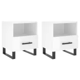 2 db magasfényű fehér szerelt fa éjjeliszekrény 40x35x47,5 cm