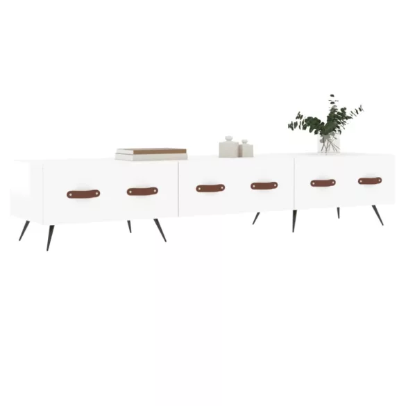 fehér magasfényű szerelt fa TV-szekrény 150x36x30 cm