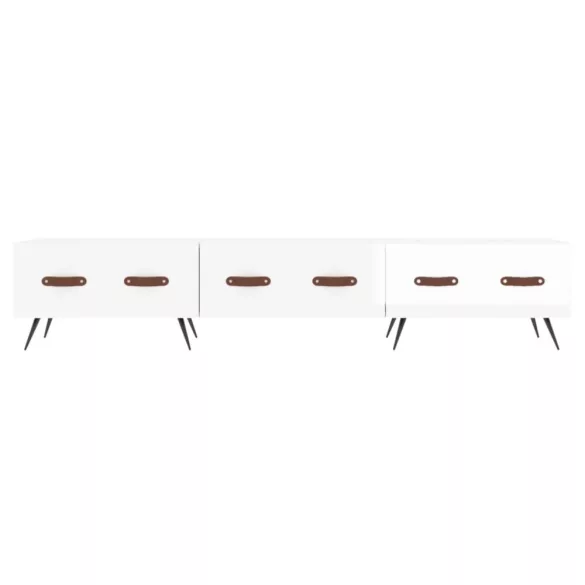 fehér magasfényű szerelt fa TV-szekrény 150x36x30 cm