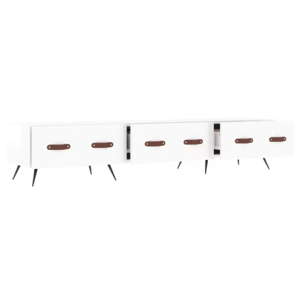 fehér magasfényű szerelt fa TV-szekrény 150x36x30 cm